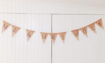 DIY Bunting Made from Burlap Ribbon Roll and Permanent Marker