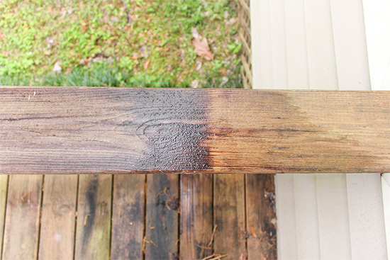 Mold and Mildew on Wood Deck Handrail