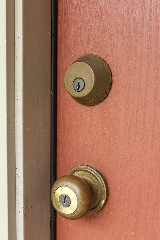 Tarnished Brass Door Hardware Before Painting