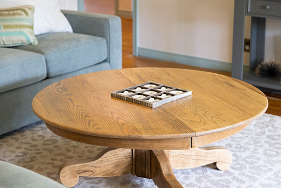 Round Wood Coffee Table Made from Kitchen Table