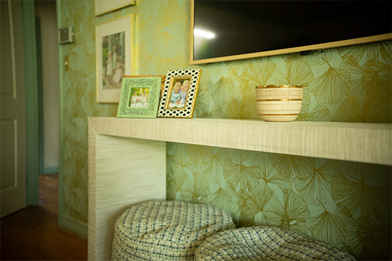 Details of Grasscloth Wallpaper Used on Console Table