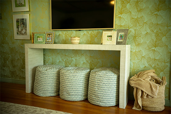 Vibrant Coastal Living Room with Frame TV