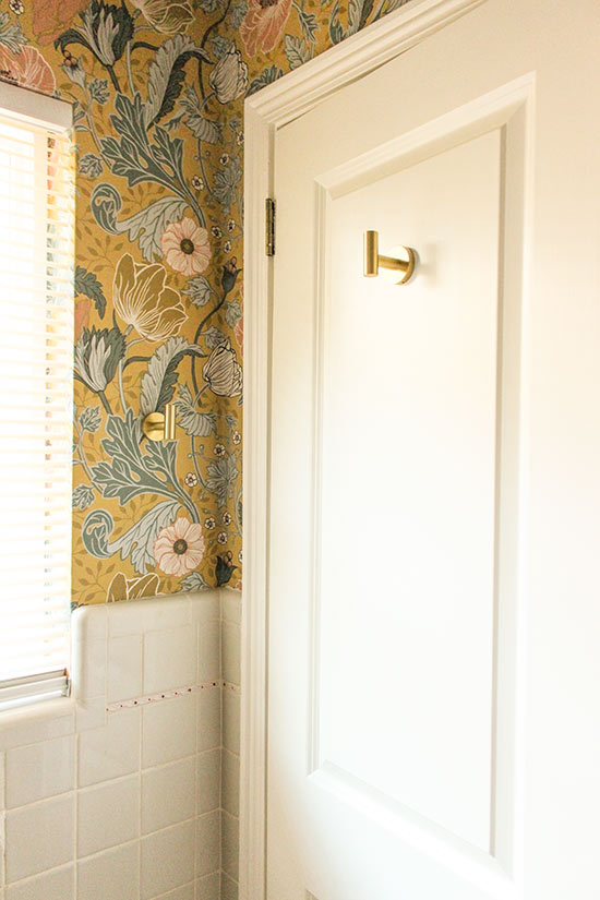 New Interior Door with Gold Brass Robe Hooks