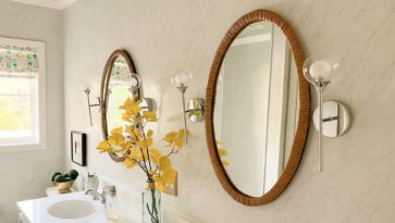 Completed Rattan Wrapped Oval Mirror Frame