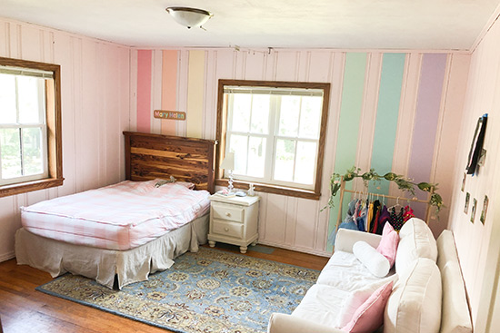 Rainbow Stripe Paneling Bedroom